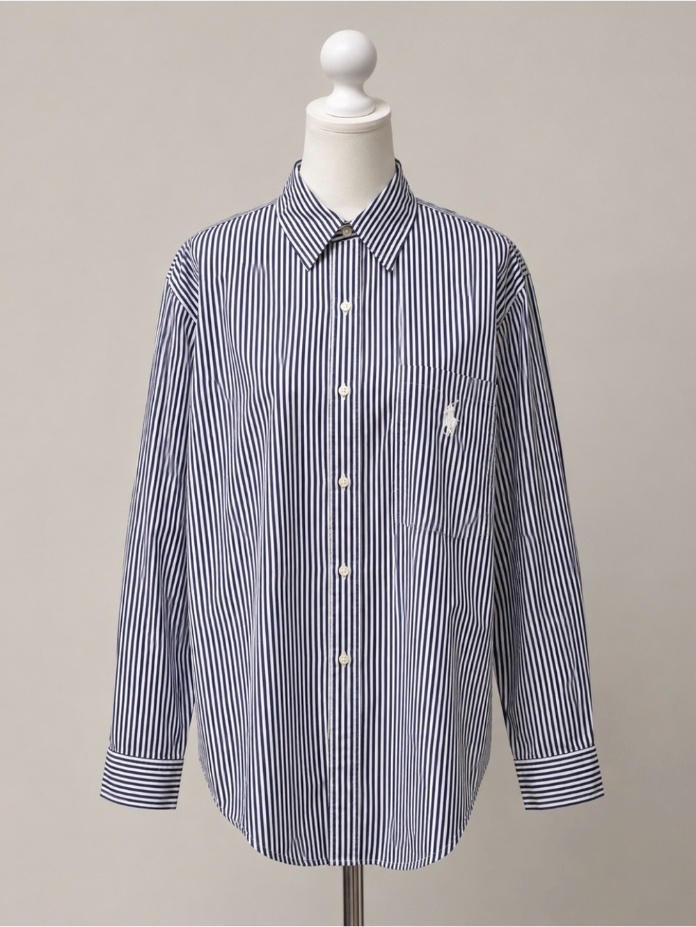 Ralph Lauren Navy and White Striped Men's Shirt